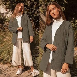 Lulus NWT Endless Ideas Olive Green Lightweight Oversized Quilted Jacket Small